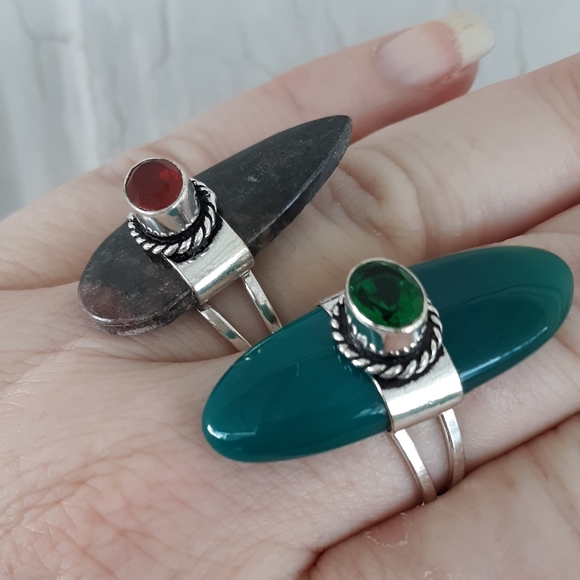 ***Bundle Sale*** New 2 Ring Jasper, Garnet, Agate Silver Rings. - Picture 8 of 8
